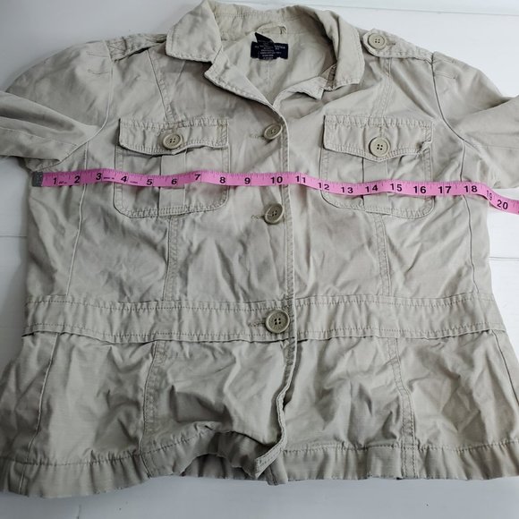 American Eagle Cotton Khaki Button Up Jacket Med - Picture 8 of 9